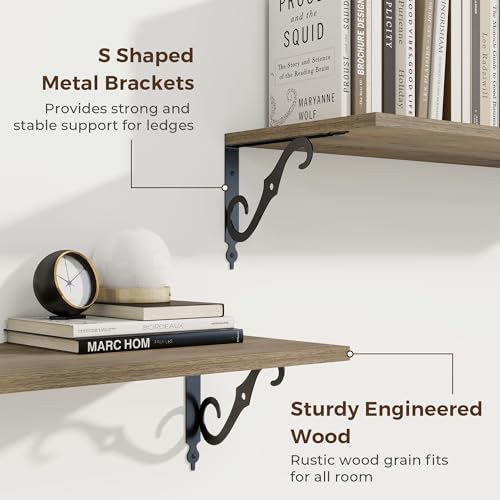 12 Inch Deep Floating Shelves for Wall (2 Count)