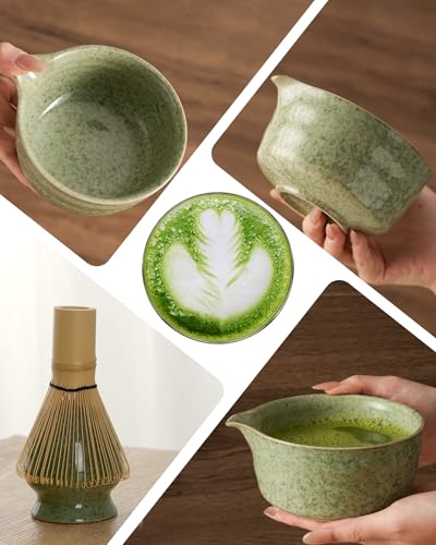 Matcha Whisk Set Ceramic Matcha Kit Set Includes Matcha Bowl (7 Count)