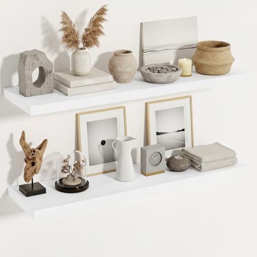 48 Inch White Floating Shelves (2 Count)