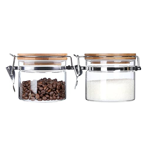 Clear Borosilicate Glass Storage Jars with Airtight Locking Clamp Lids (2 Count)
