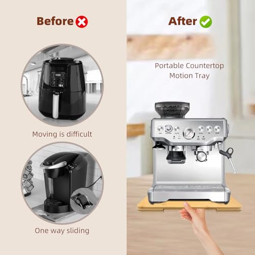 360°Rolling Tray Bamboo Appliance Slider for Breville Espresso Machine