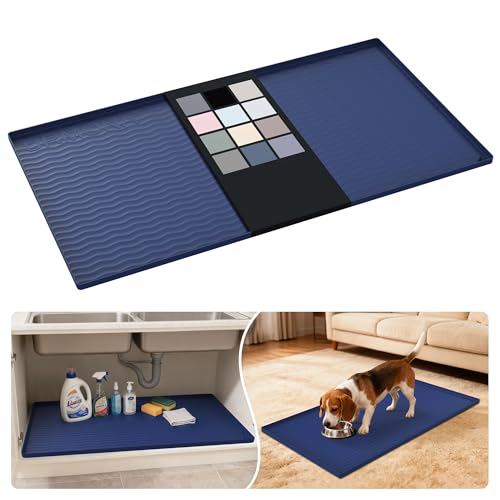 Waterproof Silicone Under Sink Mat 40'' x 22'' Shelf Liner for Kitchen and Bathroom