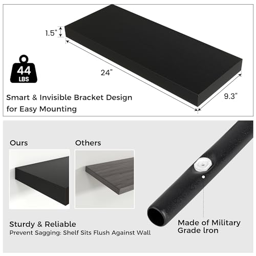 24 Inch Floating Shelves for Wall (2 Count)
