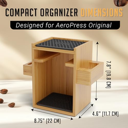 Organizer Stand for AeroPress Bamboo Coffee Caddy Compact Black