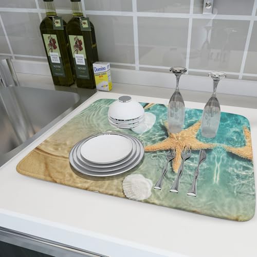 Summer Beach Style Dish Drying Mat for Kitchen Counter