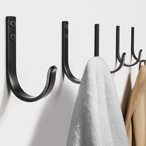 20 Pack Door Hooks for Coat and Towel Black