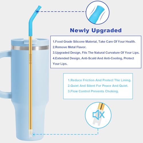 Newly Upgraded 8.5In Reusable Stainless Steel Straws Set 6 PCS with12 Silicone Accessories (6 Count)