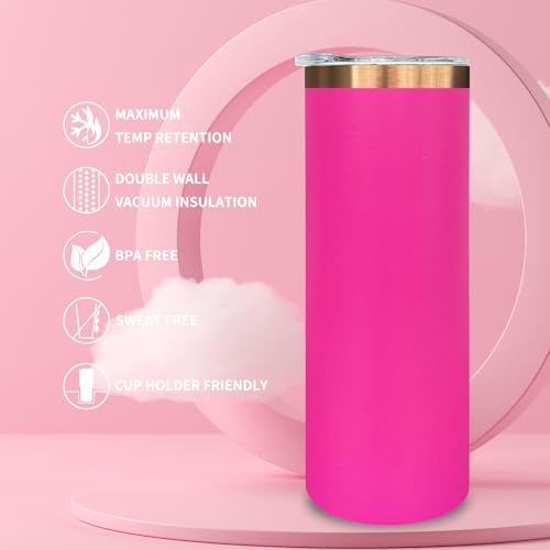 20 oz Skinny Tumblers Bulk with Lids and Straws Rosy (4 Count)
