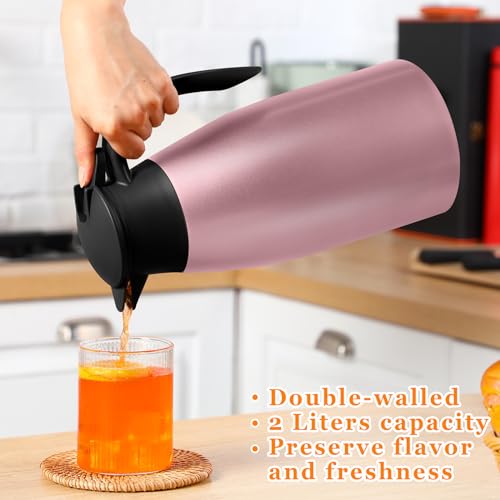 2 Pcs Thermal Coffee Carafe Insulated Stainless Steel Coffee Carafe for Hot Liquid Vacuum Thermal Pot Creamer Pitcher Dispenser with Brushes Keeping Hot Water Milk