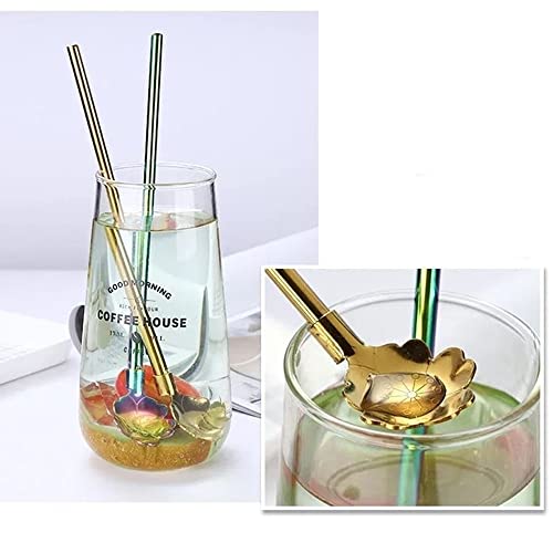 Reusable Stainless Steel Long Handle Straws Spoon