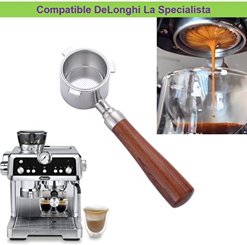 Maspresso 51mm Bottomless Portafilter for Delonghi La Specialista Espresso Machine EC9335 EC9155 EC9665 EC9355 Stainless Steel Portafilter 4 Cups