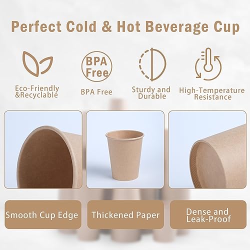 200 Pack 8 oz Kraft Paper Cups (200 Count)