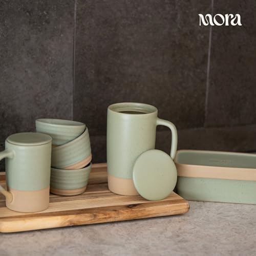 Mora Ceramics Large Tea Mug with Loose Leaf Infuser and Ceramic Lid