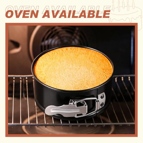 4 Pcs 4 Inch Non Stick Springform Pan with Removable Bottom Carbon Steel Round Springform Cheesecake Pan with Stainless Steel Spring Buckles for Baking Kitchens Restaurant (4 Count)