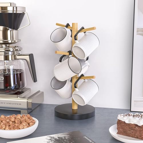 Bamboo Coffee Mug Tree with 6 Hooks (6 Count)