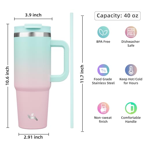 40 oz Insulated Tumbler Water Bottle with Handle