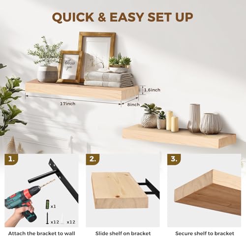 Solid Wood Floating Shelves (2 Count)