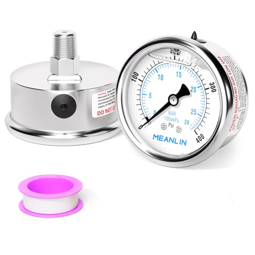 0~400Psi Liquid Filled Pressure Gauge Stainless Steel with 316 Stainless Steel Joint 1