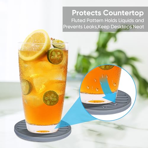 6Pcs Rubber Coasters for Drink with Holder