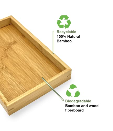 Natural Bamboo Serving Tray Platter 17.75 x 11.8 Rectangular