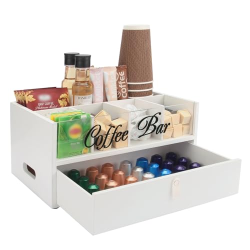 2 Tier Coffee Bar Organizer with Clear Acrylic Top