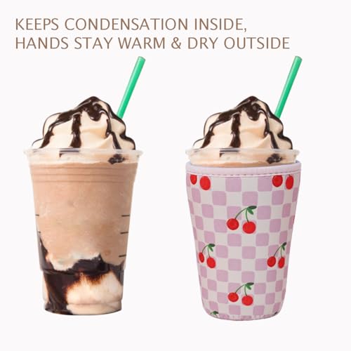Reusable Insulated Neoprene Iced Coffee Cup Sleeve (3 Count)