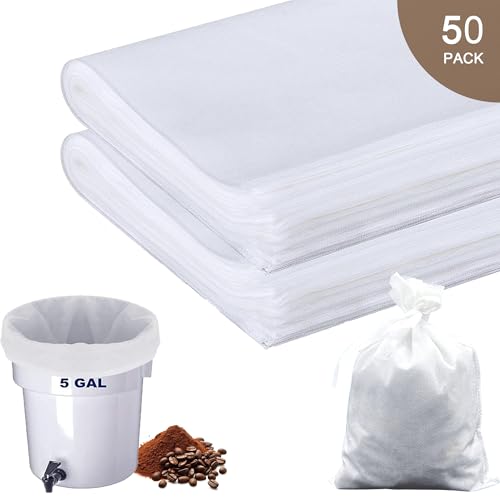 50 Pack Commercial Cold Brew Coffee Filters for 5 Gallon Buckets