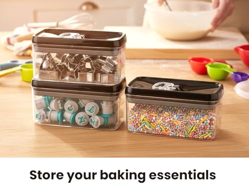 Flip Tite Food Storage Container with Lid 4” RECTANGLE Airtight Ring Flip Lock Top (3 Count)