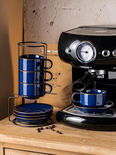 6oz Cappuccino Cups Set of 4 with Saucers Metal Rack (9.99 Count)