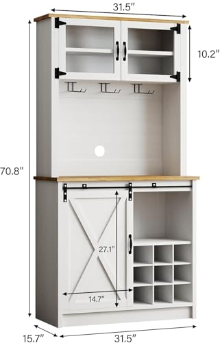 72" Farmhouse Coffee Bar Cabinet with Sliding Barn Door