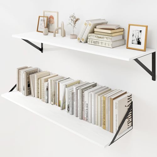 White Deep Floating Shelves for Wall (2 Count)