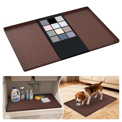 Waterproof Silicone Under Sink Mat 28'' x 19'' Shelf Liner for Kitchen and Bathroom