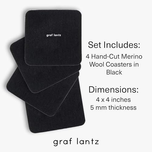 Bierfilzl Merino Wool Square Coasters Set of 4 (4 Count)