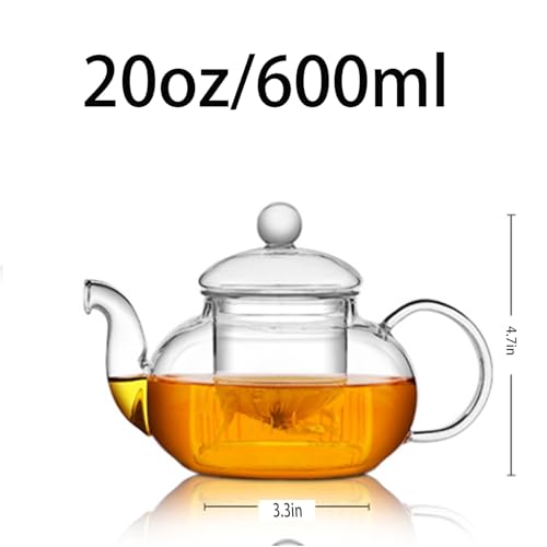 Glass Teapot with Infuser Clear Glass Tea Kettle with 6 Teacups and teapot warmer