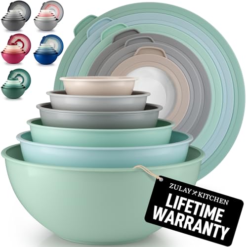 12 Piece Plastic Nesting Mixing Bowl Set