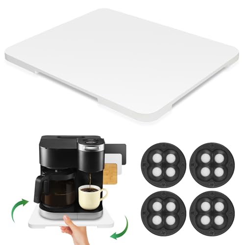 360°Rolling Tray Bamboo Kitchen Appliance Slider for Coffee Maker Pot