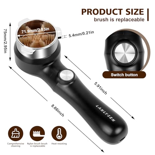 51mm Espresso Coffee Machine Electric Cleaning Brush Espresso Machine Cleaning Brush 360° Totally Enclosed Cleaning for 3 EARS 51MM Delonghi Dedica Style Series EC680 and EC685
