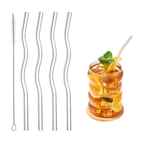 4 Pcs Reusable Glass Drinking Straws (4 Count)