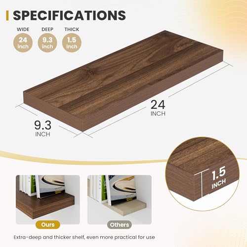 24 Inch Floating Shelves (2 Count)