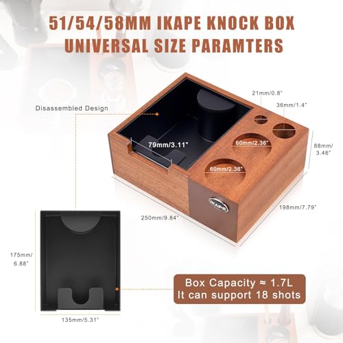 51/53/54/58mm Espresso Knock Box, Sandywood Coffee Station, Tamper Tools, Distributor, Portafilter & Puck Screen Accessories, Natural Sandywood Station Base