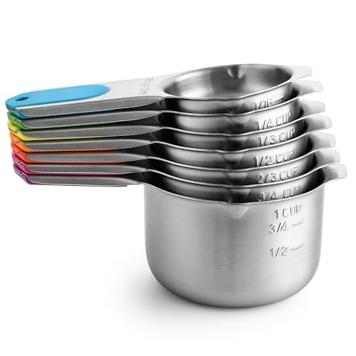 Magnetic Stainless Steel Measuring Cups Set of 7 Patented (7 Count)