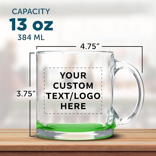 Custom Clear Glass Coffee Mugs 13 oz. Set of 10 (100 Count)