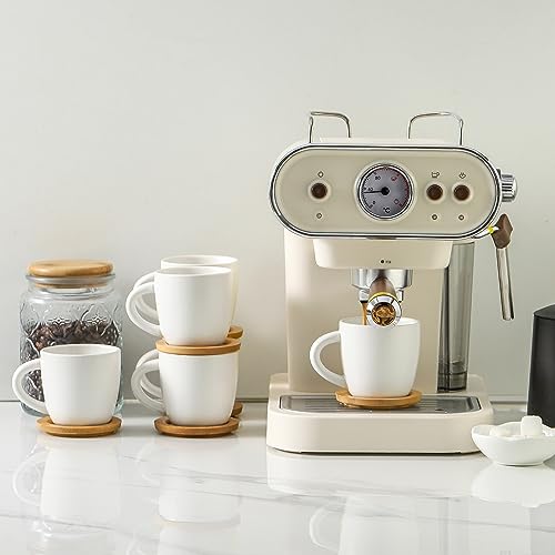 6 Ounce Ceramic Cappuccino Cups with Saucers for Espresso (6 Count)