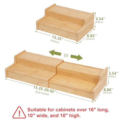 2 Tier Expandable Bamboo Mug Holder Coffee Mug Rack Organizer for Countertop (16 Count)
