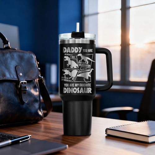 Father You're My Favorite Dinosaur 40 oz Tumbler with Handle