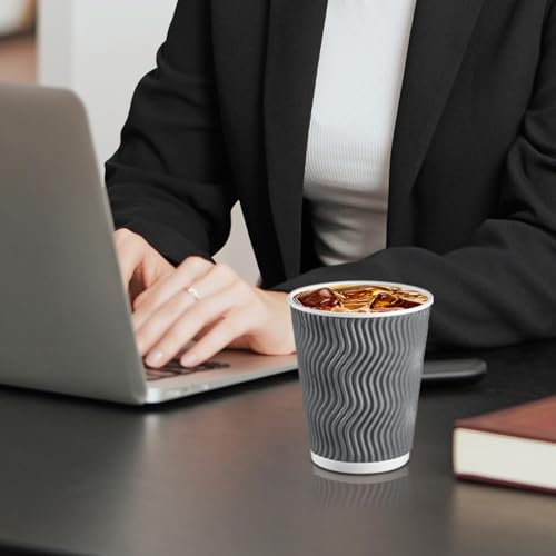 120 Pack 10 oz Coffee Cups Disposable Insulated Paper Cup Gray (120 Count)