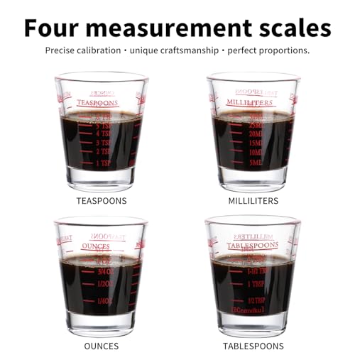 4 Pack Shot Glasses Measuring cup Espresso Shot Glass Liquid Heavy Glass Wine Glass 26 (4 Count)