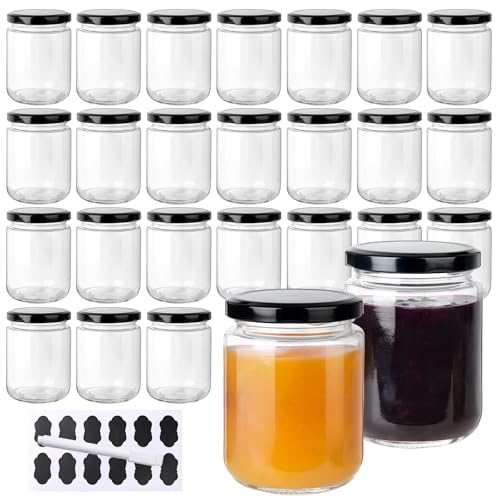 24Pack 8oz Glass Jars with Lids (24 Count)