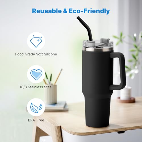 Metal Straw with Silicone Tip for 40oz Stanley Cup