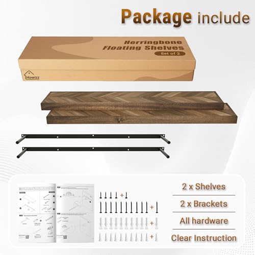 36'' Chevron Floating Shelves for Wall (2 Count)
